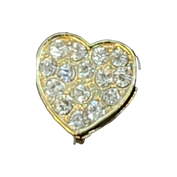 Rhinestone Heart Clip-on Earrings (NWOT) - Picture 4 of 6